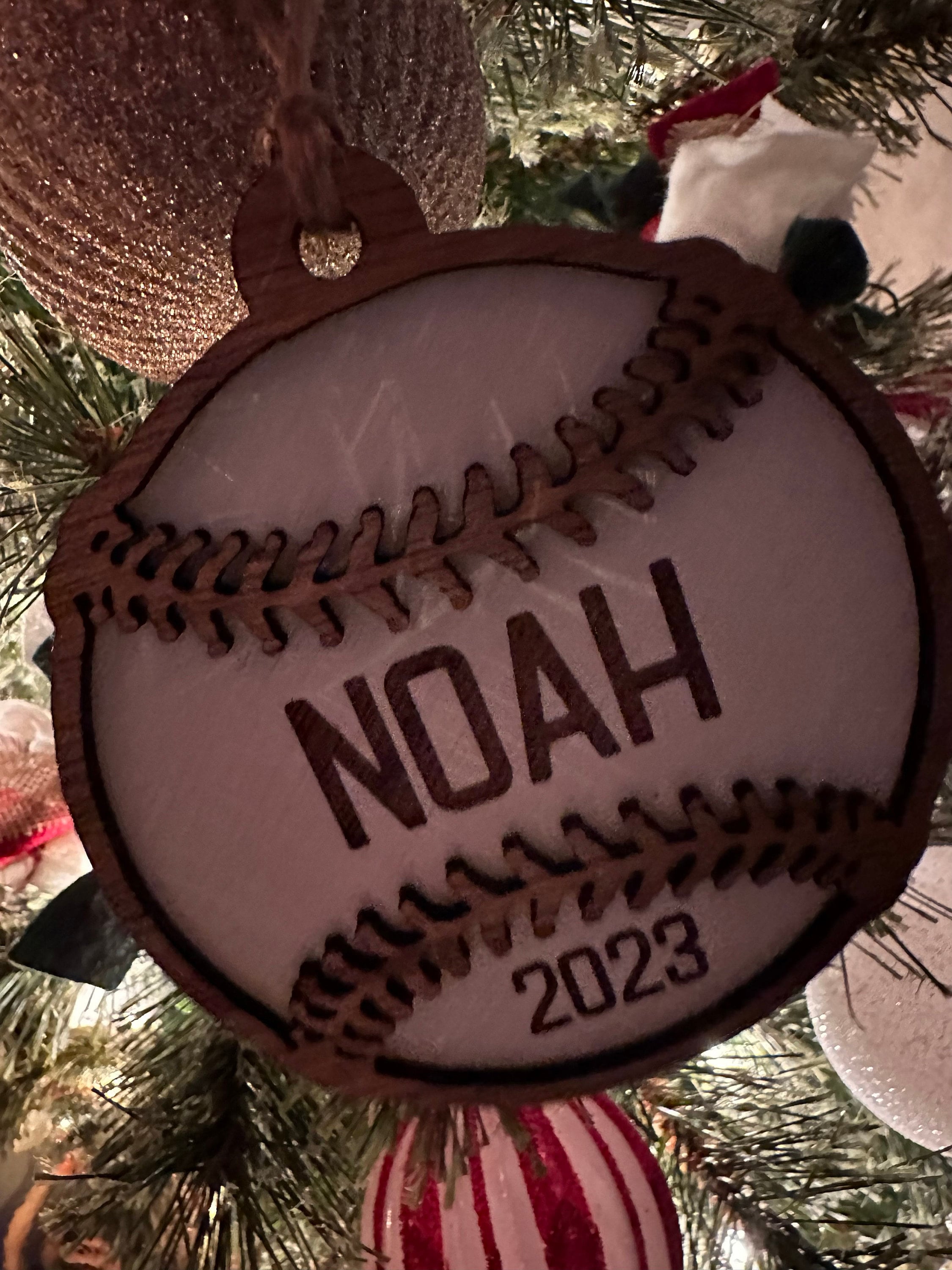 Baseball Ornament | Christmas | Laser Engraved | Gift Tags | Sports | Team |