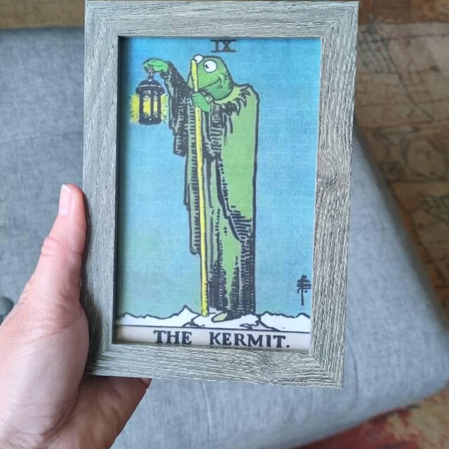 Kermit Hermit Tarot Card Art: Whimsical Digital Print (digital