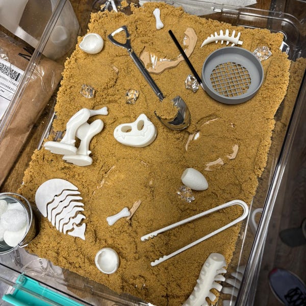 Dinosaur Fossil Dig Sensory Bin - Montessori Excavation Activity Kit ...