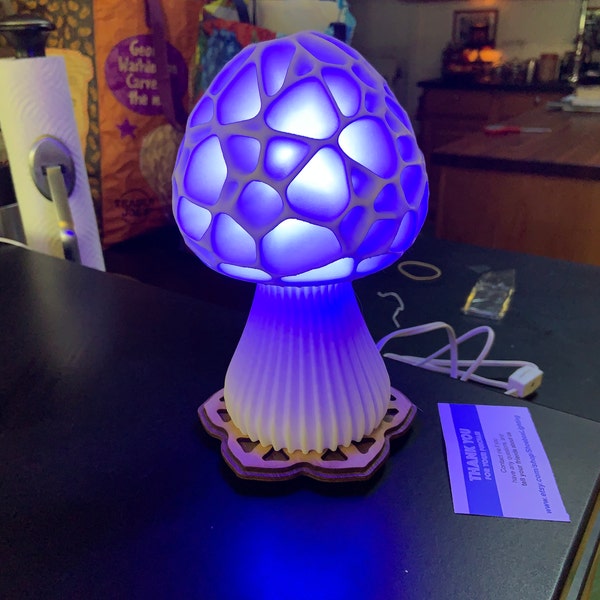 Mushroom - 3D Printed Accent Lamp, Novelty Lamp, LED Light, Ambient ...
