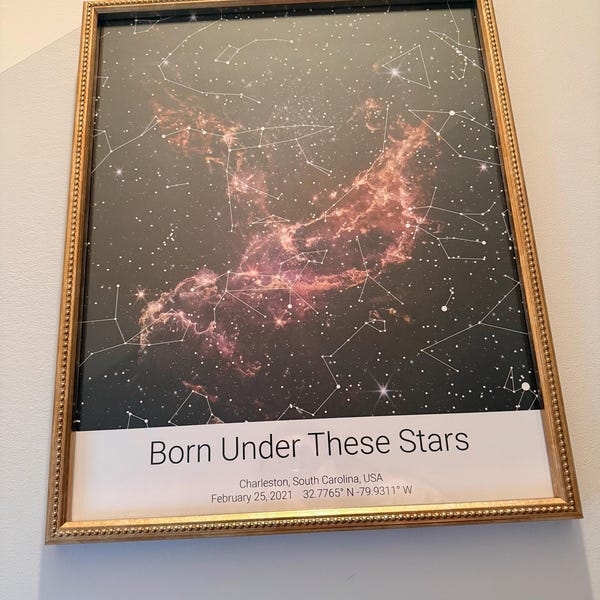 On the Day You Were Born Print- Birthday Star Map- Night Sky Birth Date ...