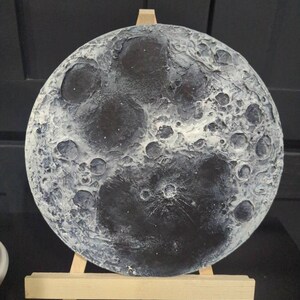 Textured Moon Painting, Full Moon Wall Art, Outer Space Decor - Etsy