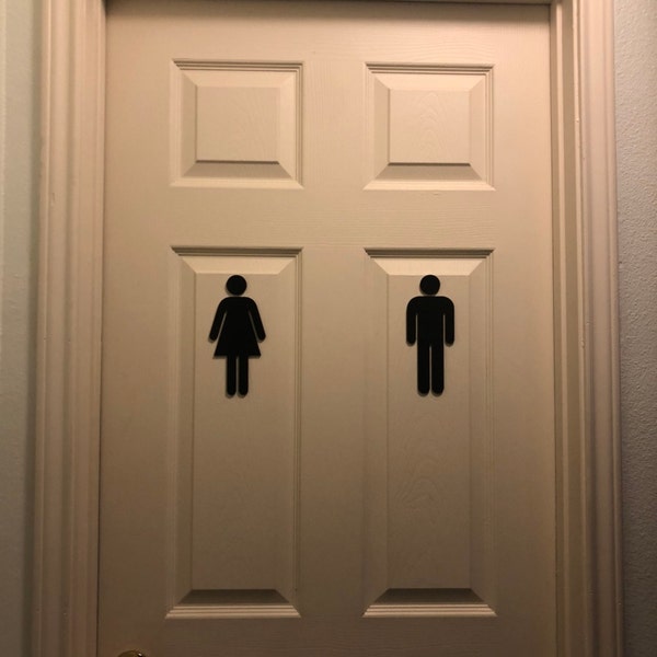 Male Female Bathroom Figures - Set of 2. Restroom Door Sign. Metal ...
