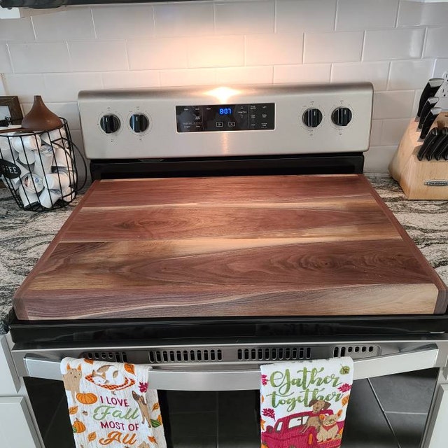 Black Walnut Stove Top Cover Handmade Wood Cutting Board Large