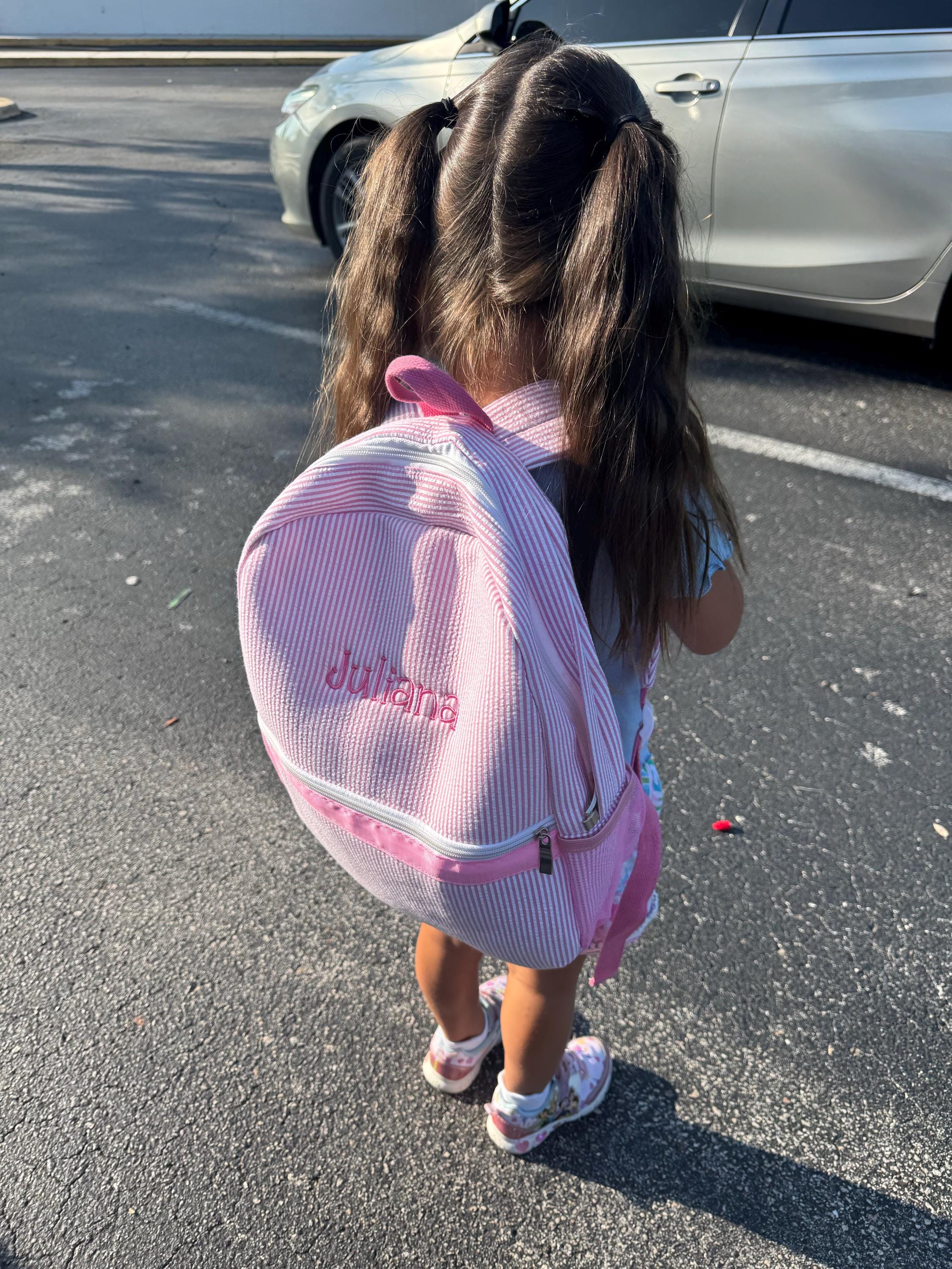Toddler Backpack, Personalized Kids' Backpack, Seersucker Preppy Backpack, Classic Cute Kids School Bookbag, Child Gift, Boys Girls Bag