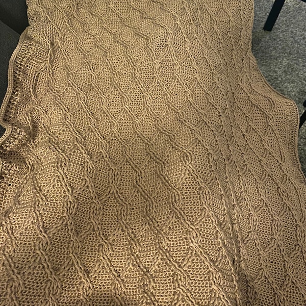 CROCHET PATTERN Aran Green Cables Blanket - Make to Any Size - PDF ...