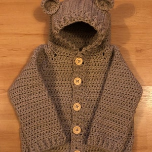 Bear Hooded Jacket Crochet Pattern Size's Preemie to 10 - Etsy