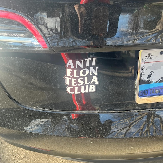 Adesivo Anti Elon Tesla Club - Sticker Divertente Per Paraurti Auto - Foto 2