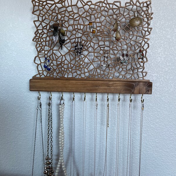 Wall Mounted Jewelry Holder for Earrings Necklaces Bracelets - Handmade ...