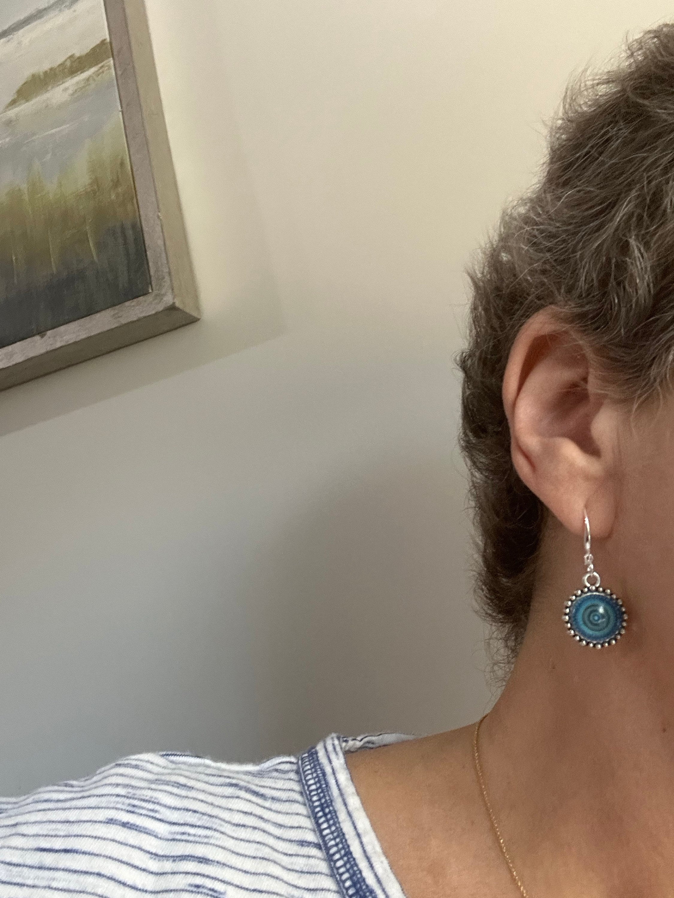 Handmade earrings gift for her/Handmade jewelry gifts for women/Blue Silver drop earrings dangle/Statement earrings Christmas gift for mom