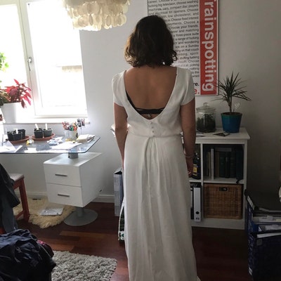 Short Simple Wedding Dress Made of Satin Tea-length Wedding - Etsy