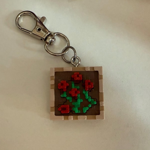 Minecraft Flower Keychain – 3D Printed Pixel Art Charm, Item Frame ...