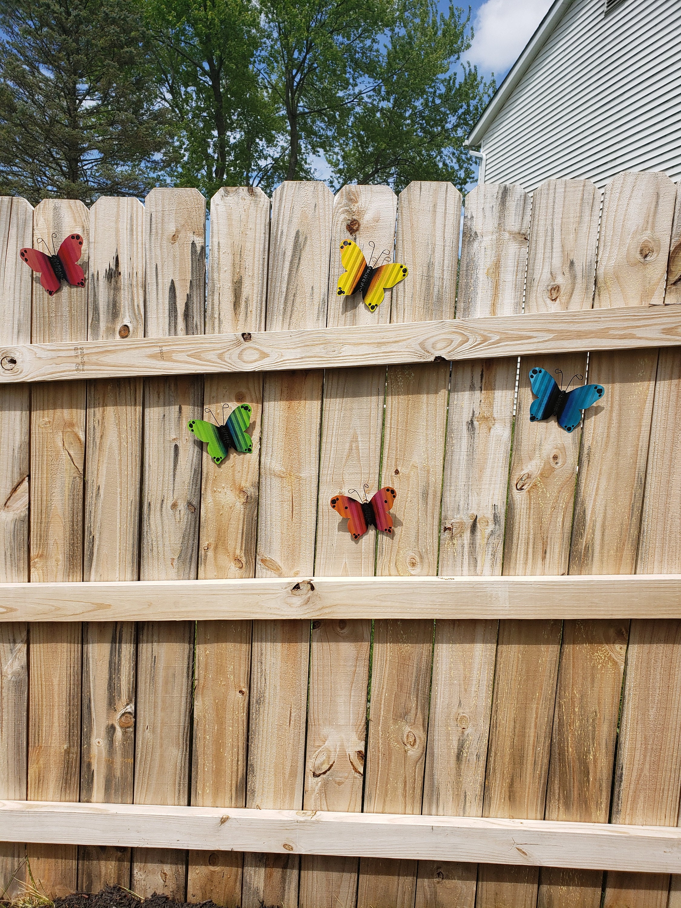 Butterfly Fence Art-Set of Five-Hanging Butterflies-Fence Wall Decor