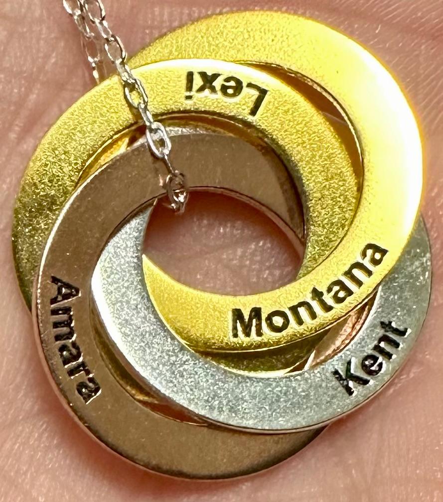 Family Necklace • Personalized Gift • Linked Circle Necklace •  Custom Children Name Rings • Eternity Necklace • Mother Gift • NM30F30