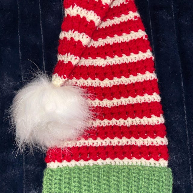 A customer's finished Wheat Stitch Santa and Elf Hat Crochet Pattern