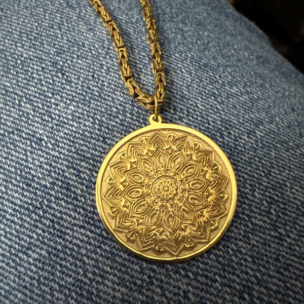 14k Two Tone Gold Open Circle Leo Zodiac Sign Pendant Necklace