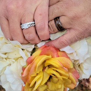 Whiskey Barrel Ring with Wood Inlay, Unique Mens Wedding Band, Tungsten and Wood Inlay Man Ring, Wood Wedding Band or Mens Promise Ring