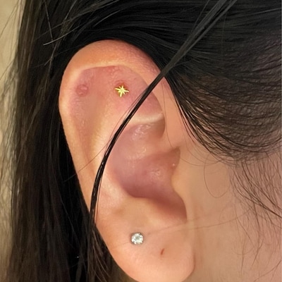 Tragus Earrings Hoop Internally Threaded Labret Stud - 316L - Foto 6