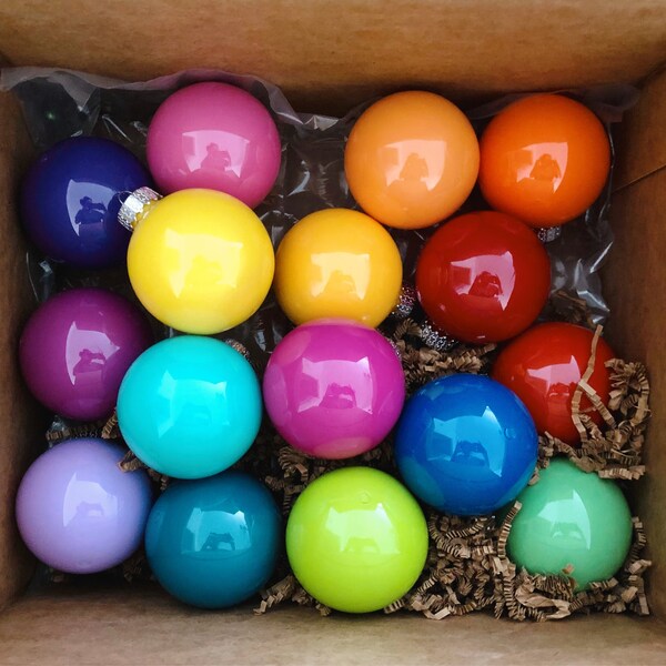 Large hand painted glass christmas ornaments