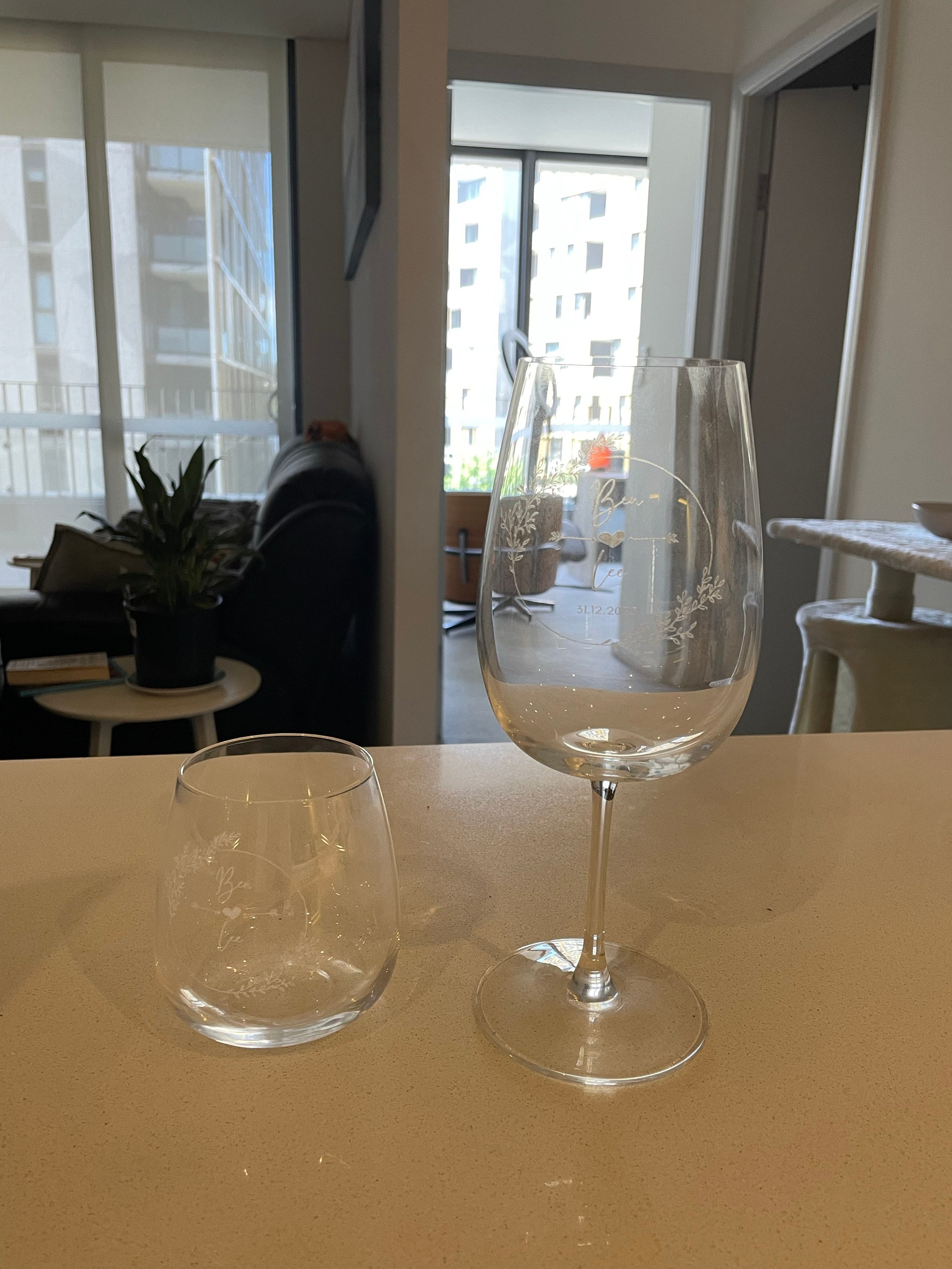 Personalised 360ml Glass, Laser Engraved Cocktail Soft Drink/ Wine Whiskey Glasses, Corporate Housewarming Wedding Bridesmaid Groomsmen Gift