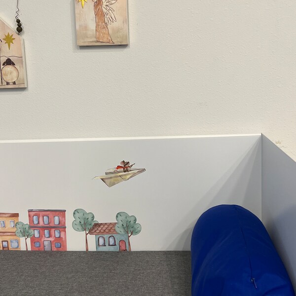 Mouse Flying Paper Plane - Light Switch Sticker - Funny Wall Decoration ...