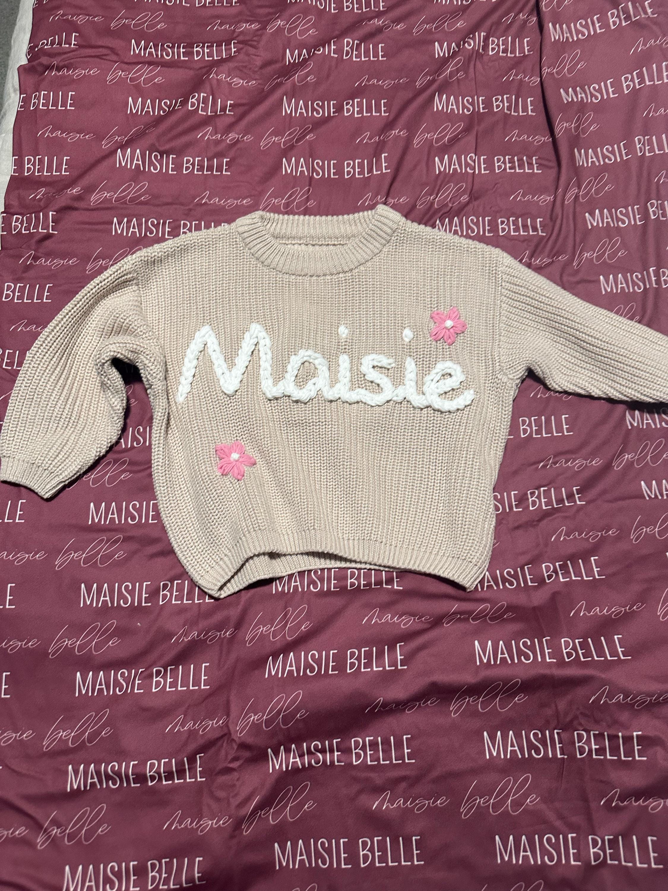 Custom Name Baby Sweater,Personalized Hand Embroidered Baby Sweater,Cute Baby Girls Sweater With Name,Baby Shower Gift,Christmas Gift Baby