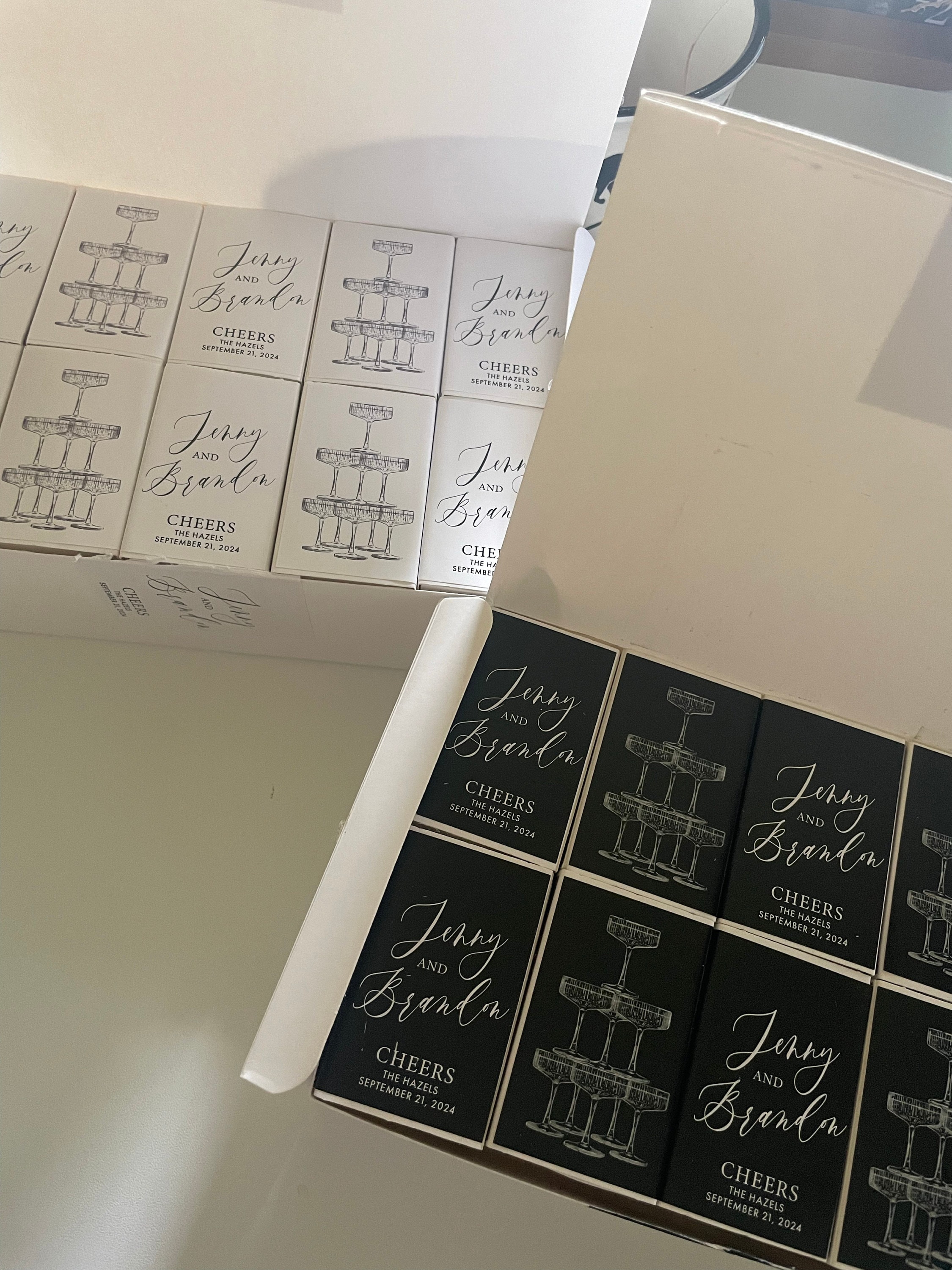 (Set of 50)Personalized Matches, Wedding Favors, Champagne Tower, Reception Favors, Bridal Shower, Engagement, Custom Party Favors