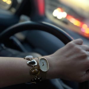 Chunky Vintage Bracelet, Multicolor Bracelet, Bold Retro Gold Statement Bracelet, Silver Chunky Vintage Jewerly, Chain Link Circle Bracelet