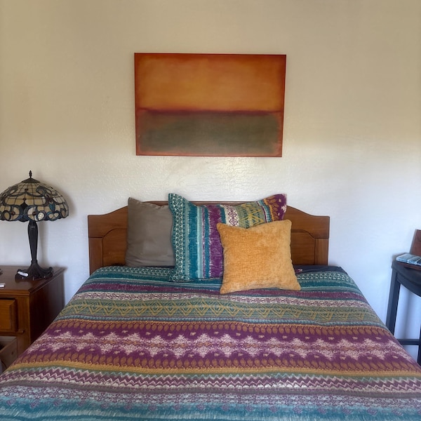 Mark Rothko Canvas Painting, Soft Orange and Green Abstract Wall Art ...