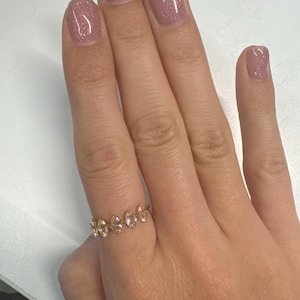 Peach Morganite Ring / Pink Sapphire Ring / Solid Gold Multi Stone Ring / Oval Morganite Statement Ring / Dainty Ring for Women Gift for Her