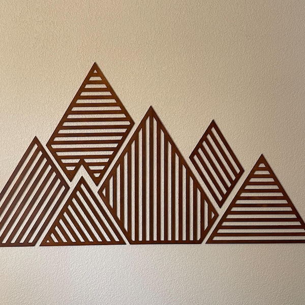 Wooden Triangle Wall Art, Large Wood Tiles Home Decor, Geometric Shapes ...