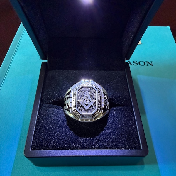 Customized Masonic Ring, Master Mason Ring for Man, Freemason Gold Ring ...