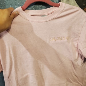 Collar Embroidered Shirt, Name on Collar, Cute Thin Script Collar Embroidered Shirt, Name on Collar, Cute Thin Script
