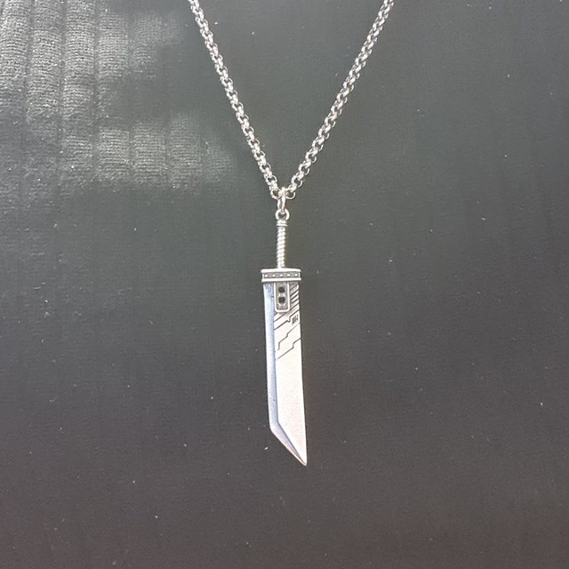 925 Sterling Silver Final Fantasy VII Cloud Buster Sword Necklace