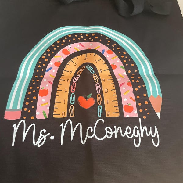 Personalized Teacher Tote Bag, Boho Rainbow Teacher Gift - Etsy