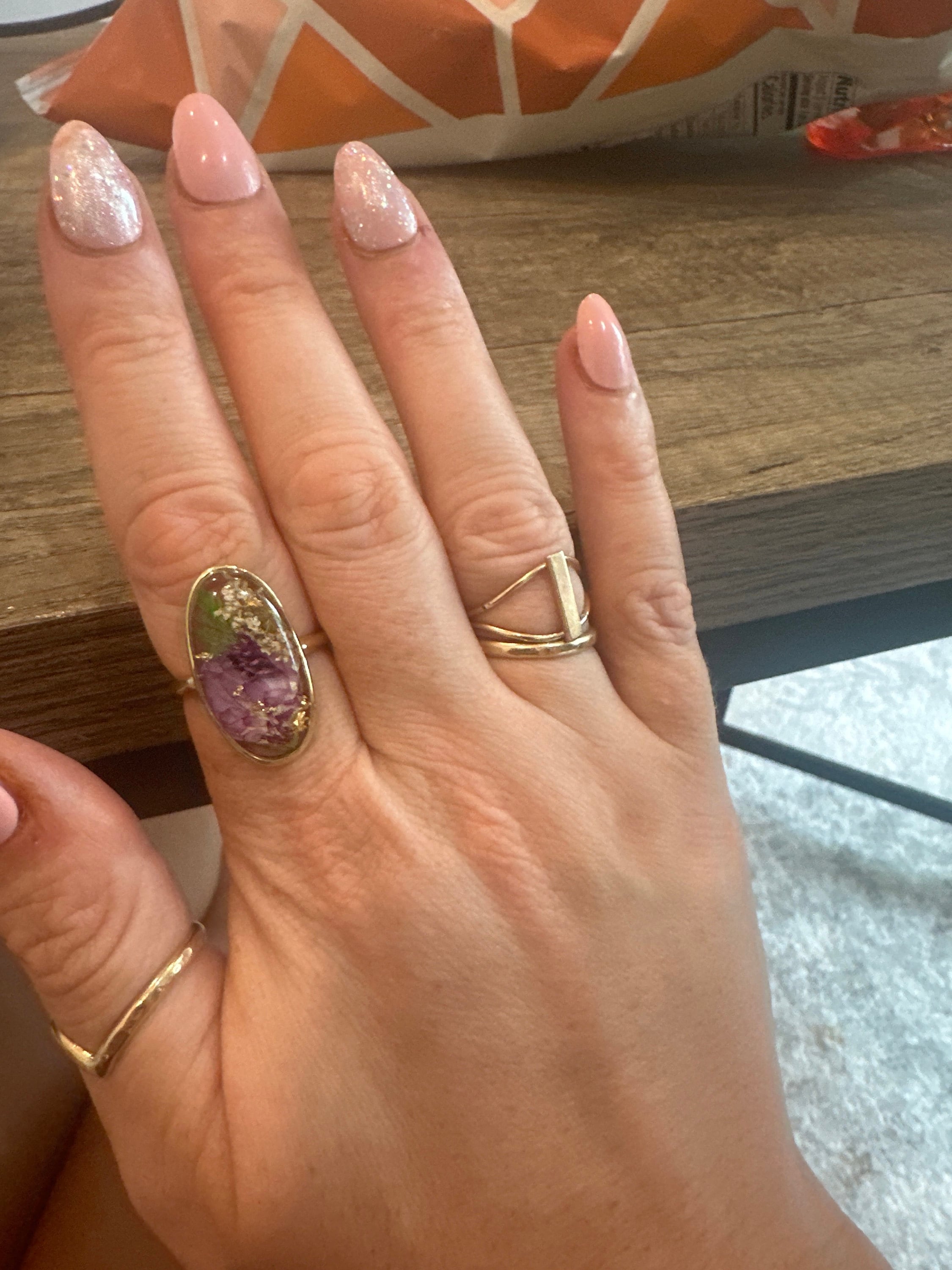 Personalized birth flower ring, birth month flower jewelry, personalized birthday gift for her, nature inspired ring, custom resin ring