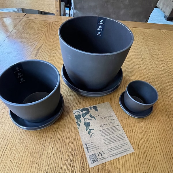 3 Set Planter Pots | Plant Pot With Drainage Hole & Saucers | Indoor 3 Set Planter Pots | Plant Pot With Drainage Hole & Saucers | Indoor