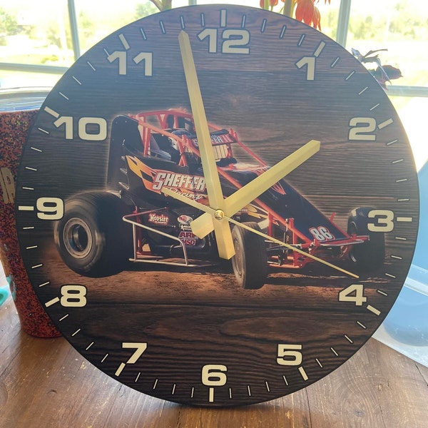 Sprint Car Racing Gifts Personalized Wooden Wall Clock, Unique Gifts ...