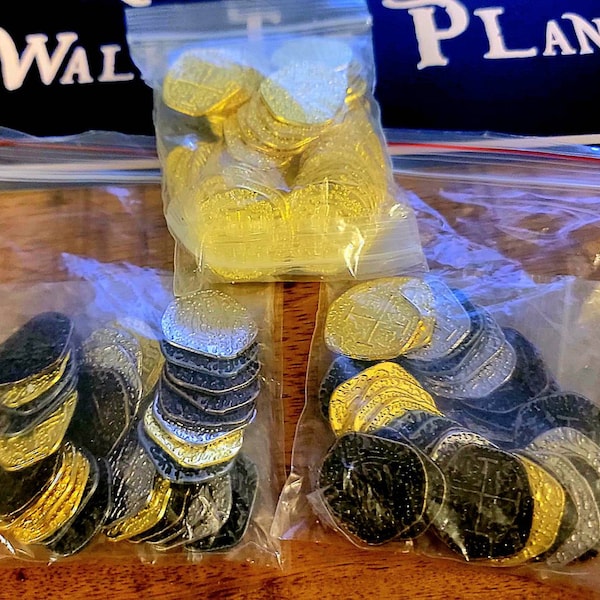 Metal Pirate Coins - 50 Gold Spanish Doubloon Replicas - Fantasy Metal ...