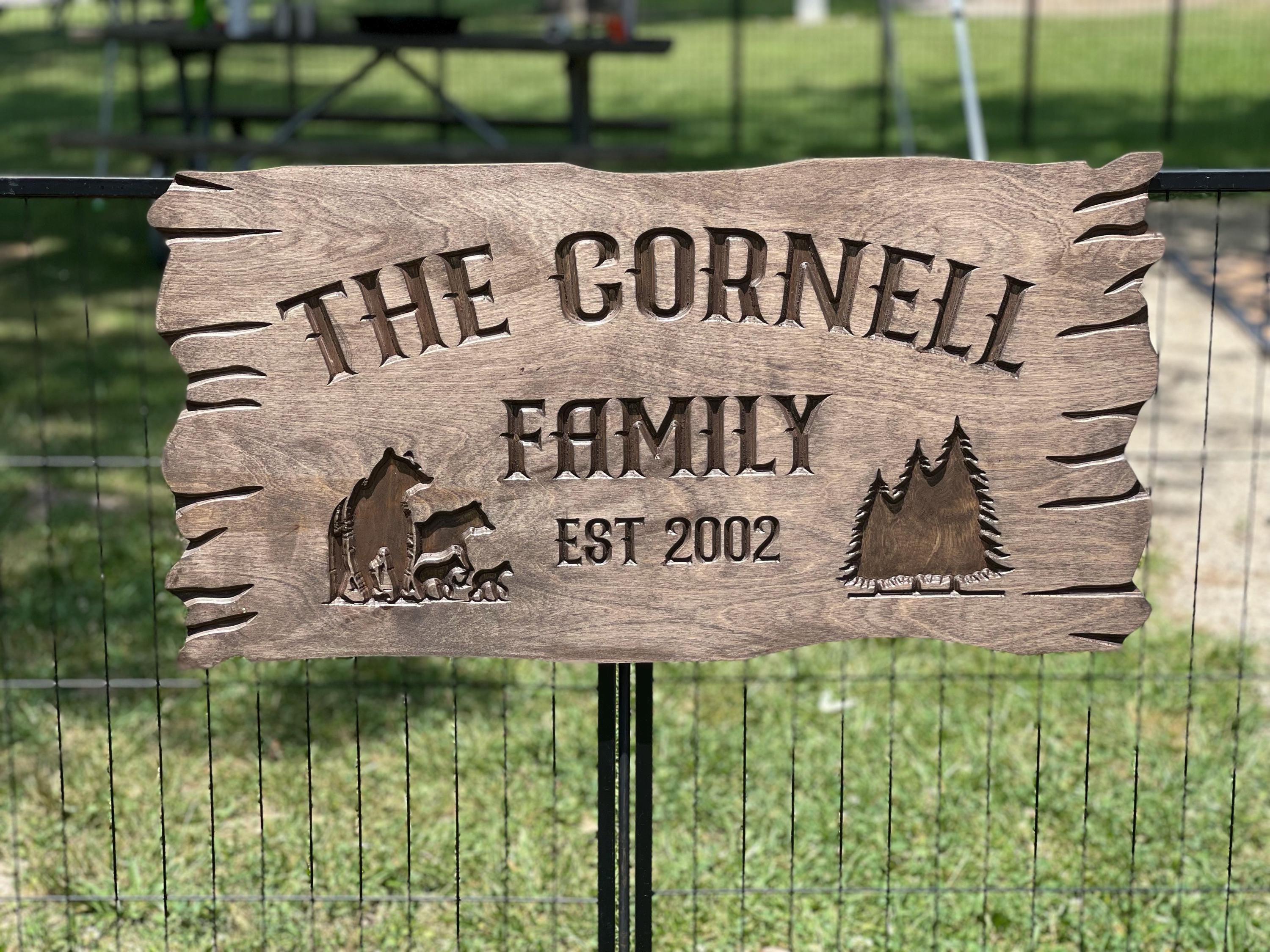 Custom Family Name Wood Sign Farmhouse Decor, Cabin Decor, Camping Decor, Last Name Sign, Personalized Family Campsite Sign, Outdoor Decor