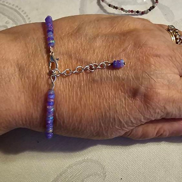 Natural Ethiopian Purple Fire Opal Smooth Rondelle Beads Bracelet 7 ...