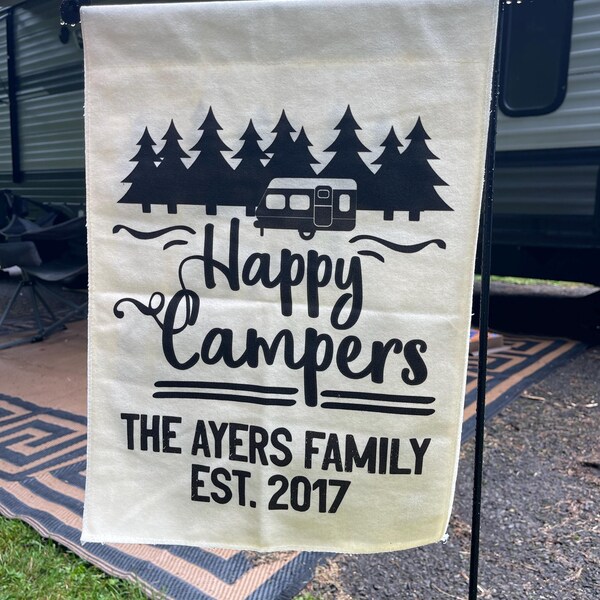 Personalized Camping Flag Sign - Gift Idea for Camping Lovers - Welcome To Campsite