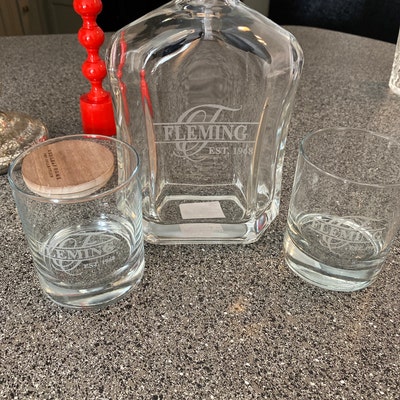 Personalized Monogram Whiskey Decanter Gift Set, Housewarming Whiskey Decanter Set, Wedding Gift ...