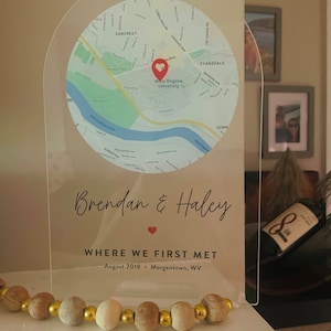 Custom Map Plaque Where We Met Wedding anniversary Our First Date Map  Couples Gift Engagement Gifts Acrylic Plaque CMP01 
