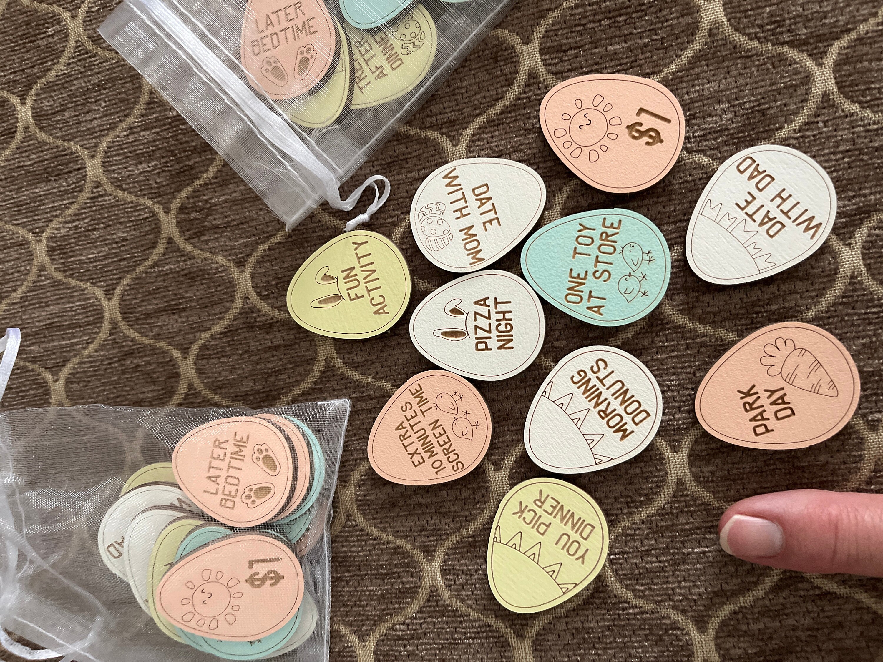 Easter Egg Tokens, Easter Hunt Game For Kids, Reward Tokens, Children Easter Outdoor Game, Easter Basket Tokens, Wooden Hunting Tokens