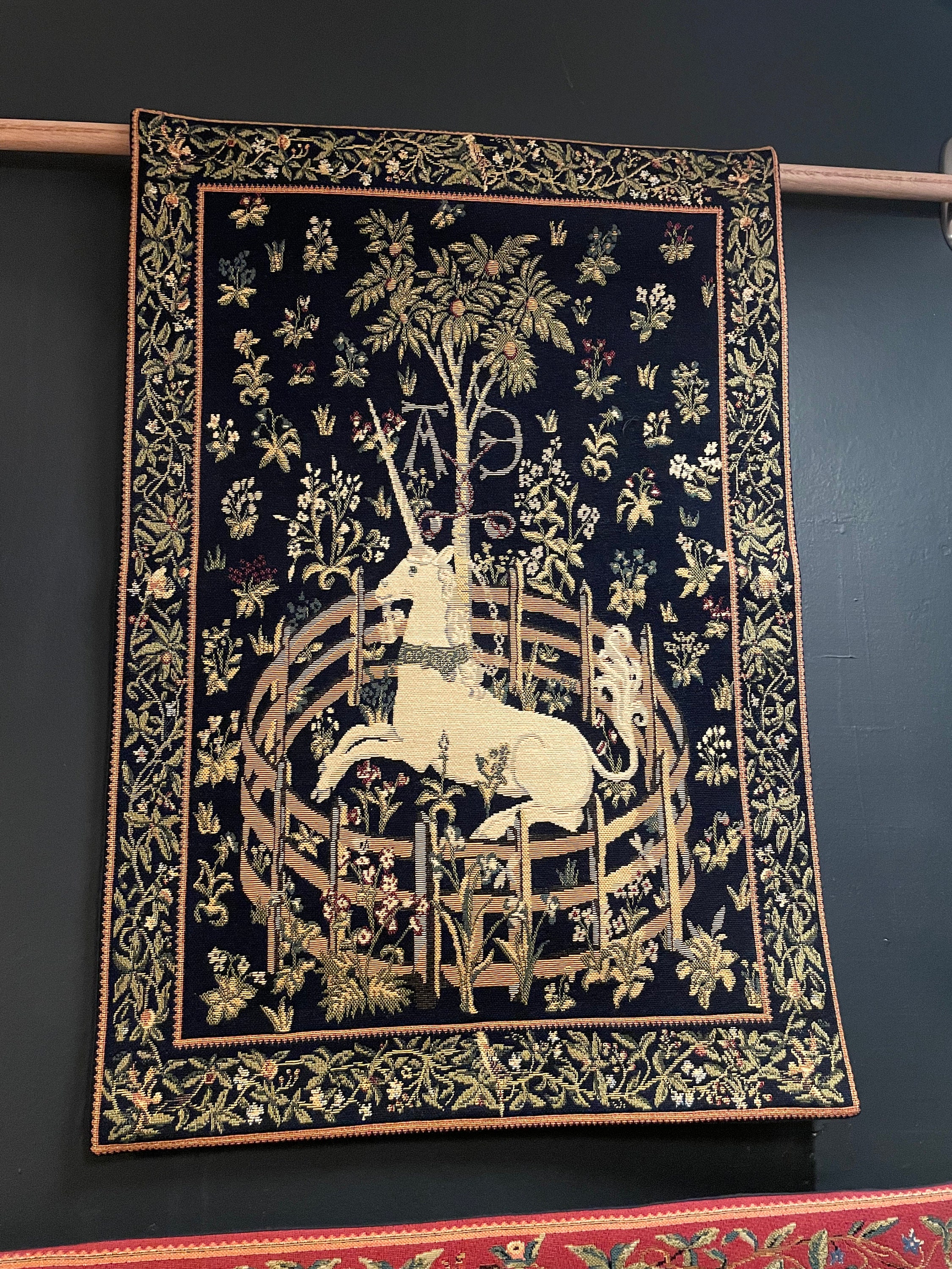 Unicorn Tapestry Wall Hanging Unicorn in Captivity Wall Decor Medieval  Tapestry Medieval Decor Blue Wall Hanging Tapestry 