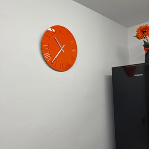 Moderne Wanduhr Ohne Tickgeräusche | 30 Cm, Glas, Orange, Für Küche, Wohnzimmer, Büro, Schickes Design