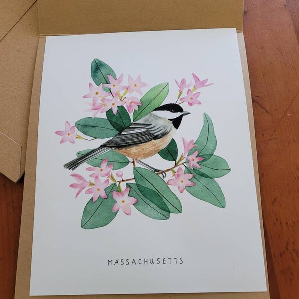 Massachusetts State Bird Art Print | Massachusetts Chickadee and ...