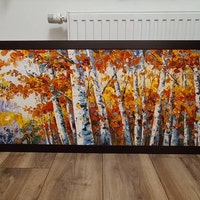 Large Birch Trees Oil Painting on Canvas Boho Wall Decor Autumn Birch ...