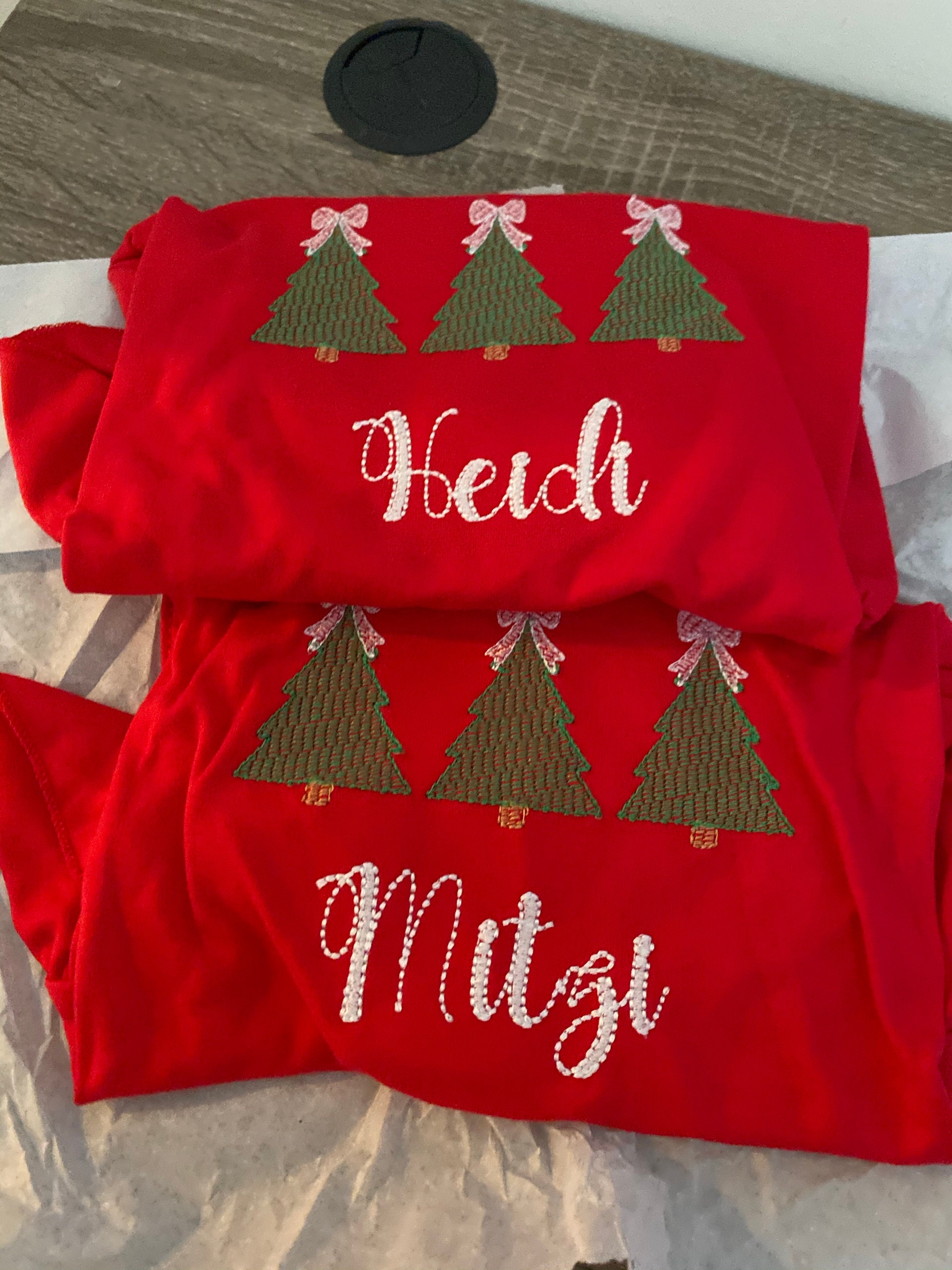 Christmas Dog Shirt or Dress, Christmas Bow Tree Sketch Trio Monogrammed Shirt, Beautiful Personalized Embroidered Holiday Puppy Clothing